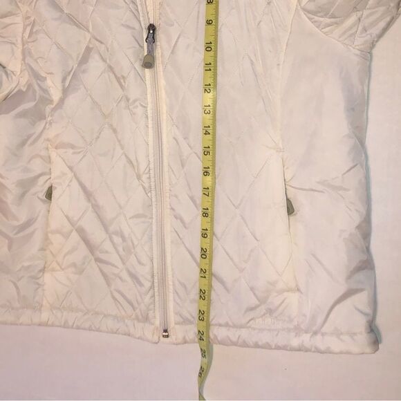 LL Bean Sz M Womens Off White Quilted Zip Insulated Winter Puffer Jacket Coat - Picture 9 of 10
